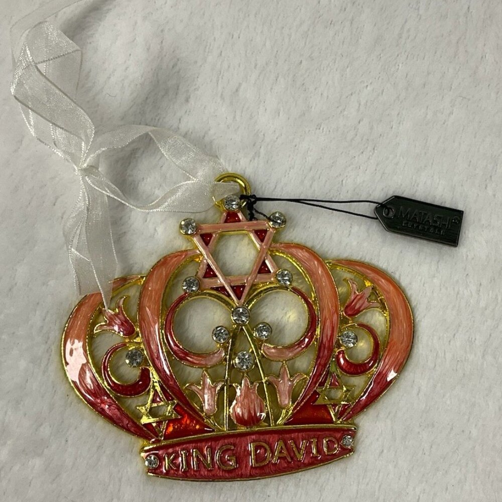 Matashi King David's Crown with Star of David Hanging Ornament Gold‎ Pink